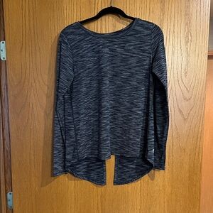Women's grey Long Sleeve Top with open back